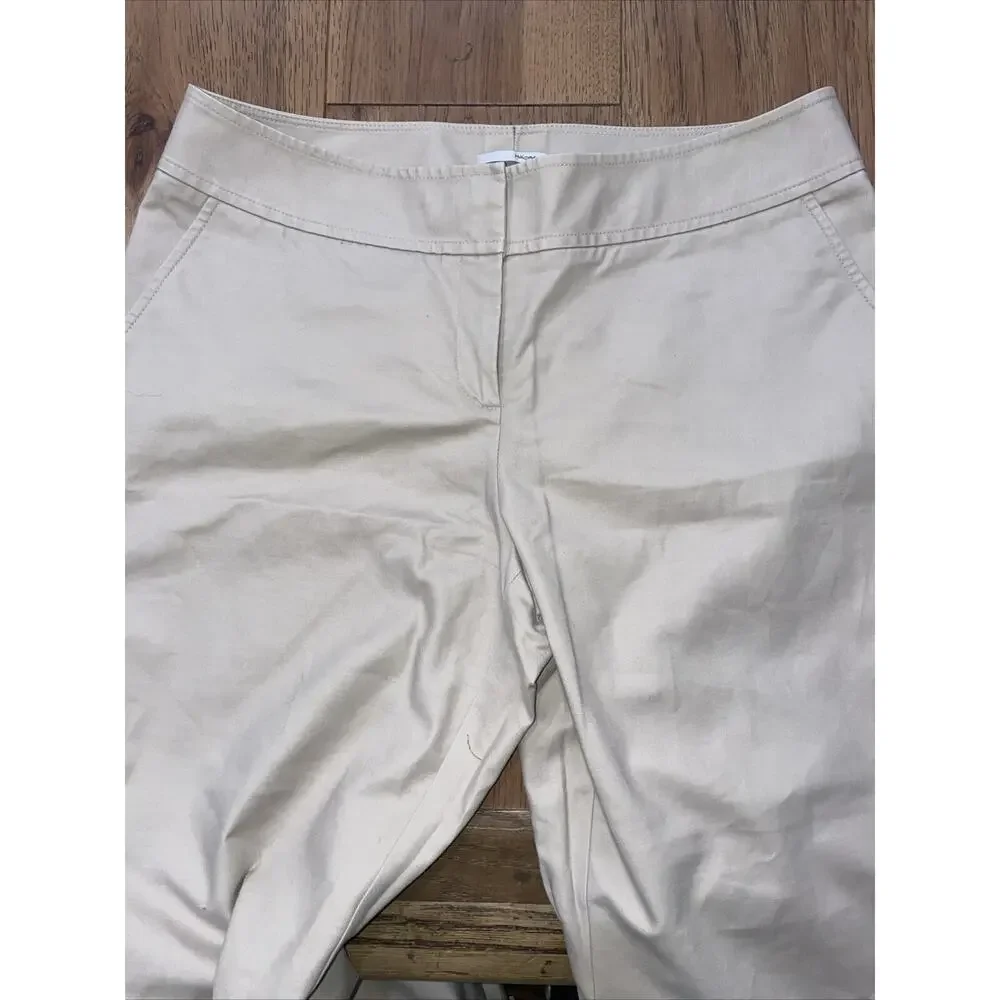 Halogen Women's Dress Pants Beige Straight Taylor‎ Fit Mid Rise Pockets Size 10